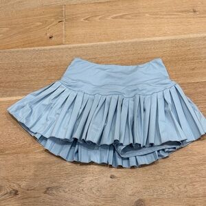 Pleated Mini Skirt in Light Blue